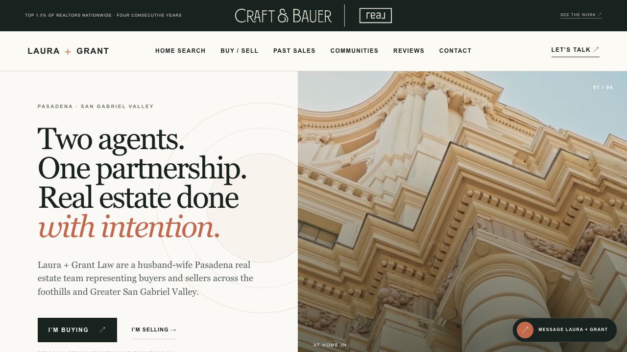 Laura + Grant homepage design