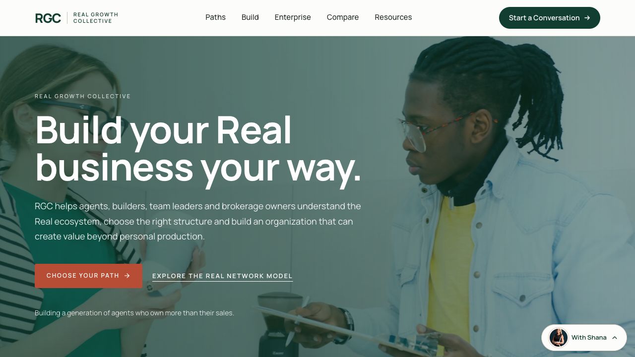 Real Growth Collective homepage design