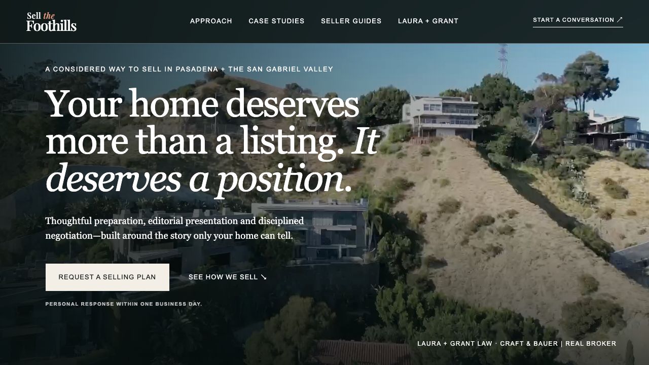 Sell the Foothills homepage design